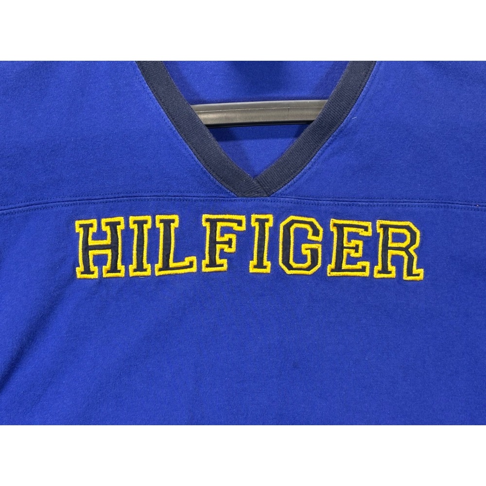 Tommy Hilfiger Mens Blue Long Sleeve V-Neck Graphic T-Shirt Embroidered Large - Picture 8 of 9